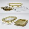 GFHVDC Chafing Dish Buffet Set Stainless Steel Oval Gold Chafing Dish Buffet Set 1.5 L x 2Pack Warmer Server with Fuel Holder Rectangles Food Warming Tray, for Parties Wedding Outdoor Banquet,Gold,1. view 2