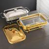 GFHVDC Chafing Dish Buffet Set Stainless Steel Oval Gold Chafing Dish Buffet Set 1.5 L x 2Pack Warmer Server with Fuel Holder Rectangles Food Warming Tray, for Parties Wedding Outdoor Banquet,Gold,1. view 3