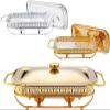 GFHVDC Chafing Dish Buffet Set Stainless Steel Oval Gold Chafing Dish Buffet Set 1.5 L x 2Pack Warmer Server with Fuel Holder Rectangles Food Warming Tray, for Parties Wedding Outdoor Banquet,Gold,1. view 4