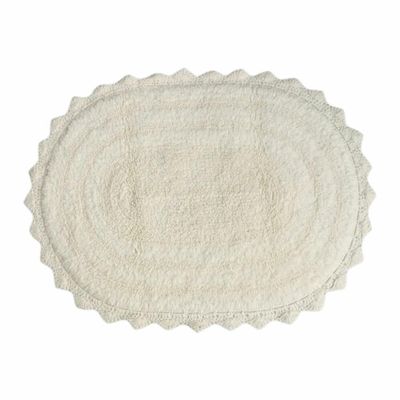 Classic Tufted 100% Cotton Bathroom Rug Nonslip Backing Size: 17''W X 24'' | Ivory Cream Color Quick Dry Warm Comfortable Plush Underfoot Feel Washable Bath Mat Water Fade Resistant