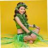 1 Set Green Hawaiian Garland with Lifelike Leaves Headband Necklace & Bracelets for Luau Party Beach Events & Summer Celebrations view 4