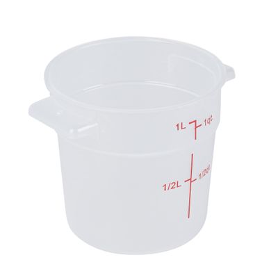 Restaurantware-Met Lux 1 Quart Food Storage Containers, 10 Translucent Storage Containers - Lids Sold Separately, Red Volume Markers, Dishwashable Containers, Side Handles, For Storing Foods