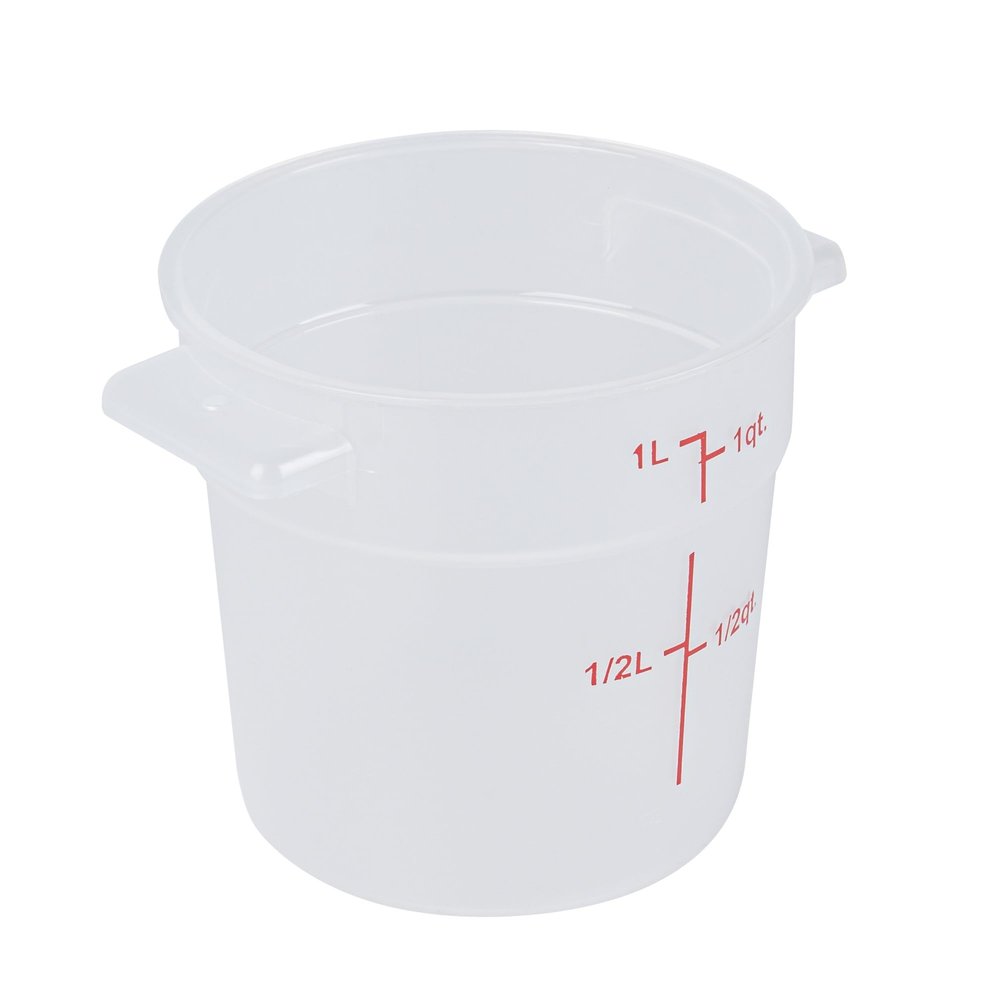Restaurantware-Met Lux 1 Quart Food Storage Containers, 10 Translucent Storage Containers - Lids Sold Separately, Red Volume Markers, Dishwashable Containers, Side Handles, For Storing Foods