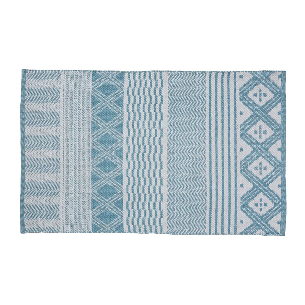 Home Furnishings By Larry Traverso HF by LT Mila Multi-Weave Indoor/Outdoor Area Rug, 24 x 40 inches, Durable PET Fiber, Easy to Clean, Teal, TR0806