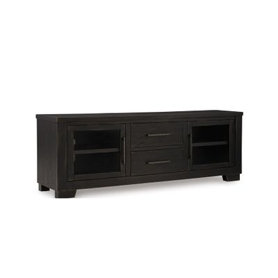 Signature Design by Ashley Galliden Urban 2-Drawer 80" TV Stand for TVs up to 91" with Adjustable Shelves, Cabinets, Cord Openings, Black