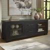 Signature Design by Ashley Galliden Urban 2-Drawer 80" TV Stand for TVs up to 91" with Adjustable Shelves, Cabinets, Cord Openings, Black view 2