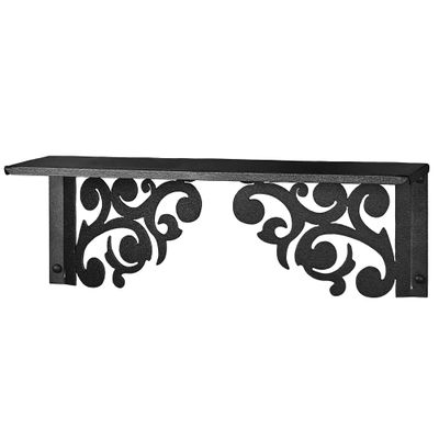 Touch of Class Noble Scrolls Metal Wall Shelf | Black | Scrolling Designs | Display Shelves for Bedroom, Living Room, Bathroom, Entryway, Office, Hallway