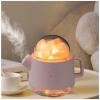 AKYLDI Teapot Cute Humidifier, 360ml Personal Humidifier, Crystal Salt 7 color LED Lamp Humidifier Small for Desk, Bedside, Sleeping, Relaxing,Pink view 1