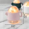 AKYLDI Teapot Cute Humidifier, 360ml Personal Humidifier, Crystal Salt 7 color LED Lamp Humidifier Small for Desk, Bedside, Sleeping, Relaxing,Pink view 2