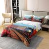 Retro Train Car Duvet Cover Snowy Mountain Bedding Set for Kids Teens Girls Room Decor Red Maple Leaf Comforter Cover Cartoon Japanese Style Quilt Cover Full Size,2 Pillowcases(No Comforter) view 2