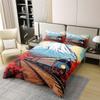 Retro Train Car Duvet Cover Snowy Mountain Bedding Set for Kids Teens Girls Room Decor Red Maple Leaf Comforter Cover Cartoon Japanese Style Quilt Cover Full Size,2 Pillowcases(No Comforter) view 3