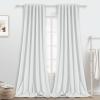 100% Blackout Curtains 144 inches Long White Linen Curtains & Drapes for Bedroom, 2 Panels Set Back Tab Living Room Darkening Full Black Out Window Curtain Panels Rod Pocket, 12 FT Ivory White view 1