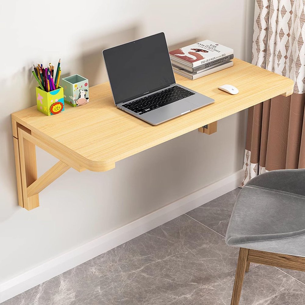 Gaommini Fold-Down Workbench Computer Table, Folding Foldable Breakfast Dining Bar Table, Wood Wall Mounted Drop-Leaf Table for Laundry Room Home Office Kitchen Bathroom (Size : L50xW30cm/L20xW12in)