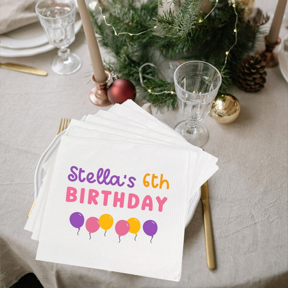 Luxury Personalized Pack 15pcs Birthday Napkins for Happy Birthday Party Supplies, Kids Birthday Party, Birthday Napkins Kids, First Birthday Napkins, Luncheon Paper Napkins Disposable for Kids 4