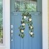 Artificial Eucalyptus Garland with Flowers Green Leaf Vines Fake Floral Vines Wedding Vine Floral Garland for Wedding Home Party Tabletop Decoration - 175CM view 3