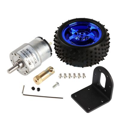 ADPVRLUQ Motor CHR-GM37-520 Off-axis Remote Control Rubber Wheel Gear Motor DIY Smart car kit (Size : DC12V i260 27rpm, Color : Set A 80mm)