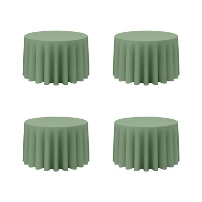 BRILLMAX 4 Pack Sage Green Round Tablecloths 108 Inch for 48 Tables - 150 GSM Polyester Fabric, Floor Length Drop, Water, Stain & Wrinkle Resistant Cloth Cover for Wedding Reception Banquet Dining