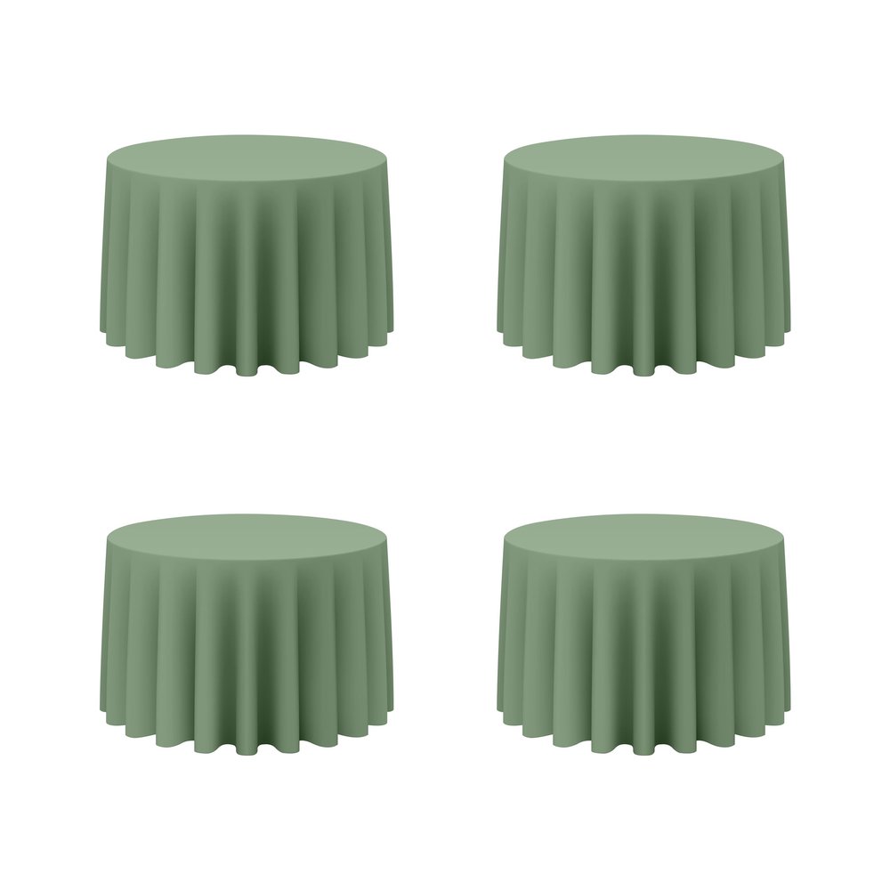 BRILLMAX 4 Pack Sage Green Round Tablecloths 108 Inch for 48 Tables - 150 GSM Polyester Fabric, Floor Length Drop, Water, Stain & Wrinkle Resistant Cloth Cover for Wedding Reception Banquet Dining