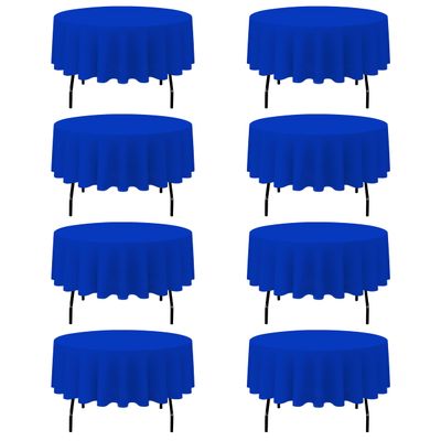 BRILLMAX 8 Pack Royal Blue Round Tablecloths 90 Inch for 60 Tables - 150 GSM Polyester Fabric, 15" Standard Drop, Water, Stain & Wrinkle Resistant Cloth Cover for Wedding Reception Banquet Dining