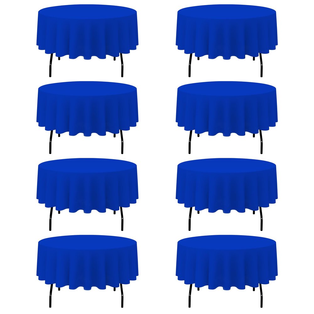 BRILLMAX 8 Pack Royal Blue Round Tablecloths 90 Inch for 60 Tables - 150 GSM Polyester Fabric, 15" Standard Drop, Water, Stain & Wrinkle Resistant Cloth Cover for Wedding Reception Banquet Dining