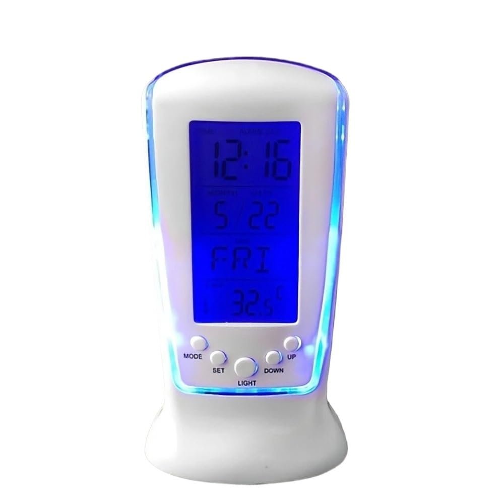 COKYIS Multifunction Calendar Temperature Digital Alarm Clock with Blue Back Light Electronic Calendar Thermometer Led Clock with Time