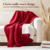 Madison Park Luxuriously Cozy Chenille Throw Blanket Waffle Weave Reversible Soft & Warm Sherpa Throw, Lightweight, Breathable Waffle Throw, Farmhouse Room Dcor Summer Blanket, 50x60, Red view 3