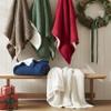 Madison Park Luxuriously Cozy Chenille Throw Blanket Waffle Weave Reversible Soft & Warm Sherpa Throw, Lightweight, Breathable Waffle Throw, Farmhouse Room Dcor Summer Blanket, 50x60, Red view 4
