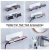 Hair Tool Organizer Wall Mount, Hair Dryer Holder for Curling Wands Accessories, Hair Straightener Holder, Styler Attachments Organizer, Adhesive Curling Iron Holder Storage, Stainless Steel view 3