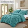 VACVELT 5 Piece Pinch Pleated Duvet Cover California King Size Set, Teal Pintuck Duvet Cover with Zipper & 8 Ties, Soft Microfiber Duvet Cover + 2 Pillow Shams + 2 Pillowcases, No Comforter view 2