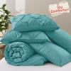 VACVELT 5 Piece Pinch Pleated Duvet Cover California King Size Set, Teal Pintuck Duvet Cover with Zipper & 8 Ties, Soft Microfiber Duvet Cover + 2 Pillow Shams + 2 Pillowcases, No Comforter view 4