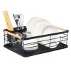 Dish Drainer Tabletop Utensil Storage Shelf Monolayer Waterproof Cutlery Shelf Portable Kitchen Organizer Accessory for Home(Black) view 1