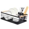Dish Drainer Tabletop Utensil Storage Shelf Monolayer Waterproof Cutlery Shelf Portable Kitchen Organizer Accessory for Home(Black) view 2