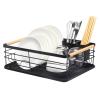 Dish Drainer Tabletop Utensil Storage Shelf Monolayer Waterproof Cutlery Shelf Portable Kitchen Organizer Accessory for Home(Black) view 3