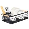 Dish Drainer Tabletop Utensil Storage Shelf Monolayer Waterproof Cutlery Shelf Portable Kitchen Organizer Accessory for Home(Black) view 4