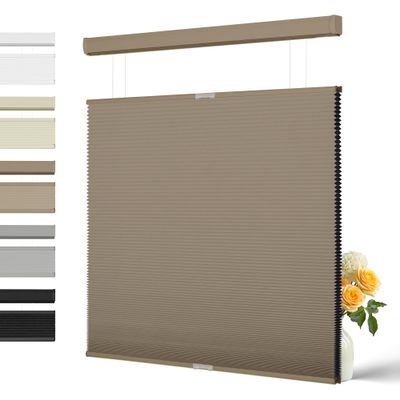 BERISSA Top Down Bottom Up Blackout Cellular Shades,Free-Stop Cordless Honeycomb Blinds for Windows,Window Blinds with Thermal Insulated UV Protection. Easy to Install. Brown. 32" W x 48" H