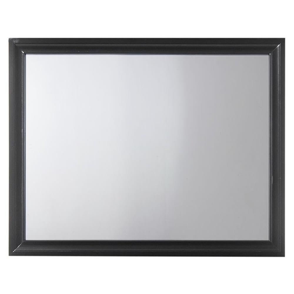 BOWERY HILL Contemporary Composite Wood Mirror in Black Finish