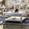 BOWERY HILL Square Wooden Coffee Table with Bottom Shelf in Antique Pearl view 2