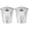 Ciieeo 2pcs Galvanized Iron Trash Can Lid Storage Small Desk Top Trash Bucket Countertop Garbage Holder Office view 1