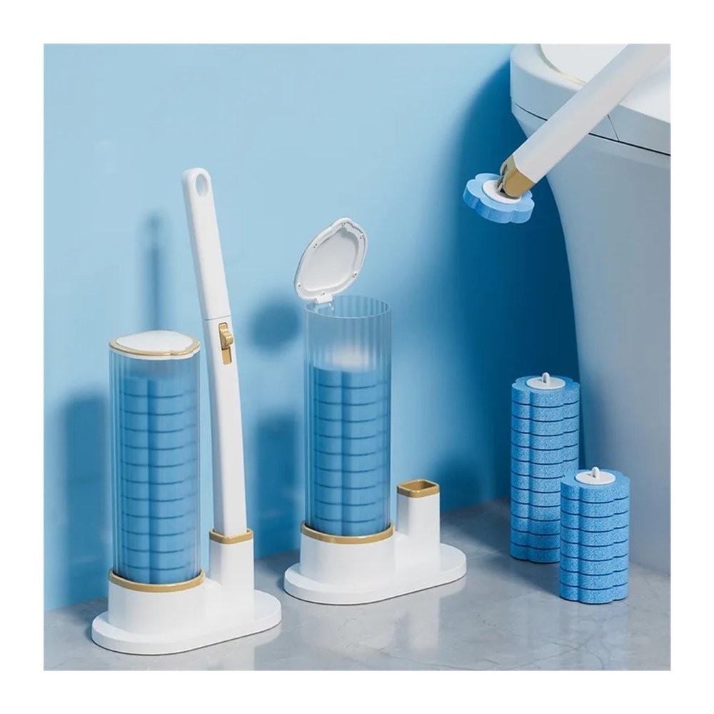 Disposable Toilet Brush Wall-Mounted Cleaning Tool for Bathroom Replacement Brush Head Toilet Cleaning Brush Set Household Brush (Color : Gray Set 1)
