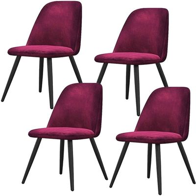 Modern Dining Room Chairs Living Accent Chair Set, Kitchen Set of 4 Kitchen Dining Chairs Soft Velvet Reception Chair Lounge Living Room Chair with Strong Black Metal Legs Chairs ( Color : Purple )