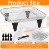 8 inch Air Fryer Rack, 3 Layer 8" Square Air Fryer Grill Rack, Stainless Steel Dehydrator Rack, Stackable Air Fryer Basket w/8 Silicone Feet 1 Anti-Scald Clip, Air Fryer Accessories for Baking Cooking view 2