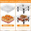 8 inch Air Fryer Rack, 3 Layer 8" Square Air Fryer Grill Rack, Stainless Steel Dehydrator Rack, Stackable Air Fryer Basket w/8 Silicone Feet 1 Anti-Scald Clip, Air Fryer Accessories for Baking Cooking view 4