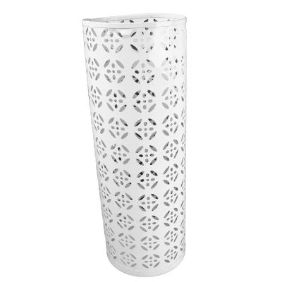 Heayzoki Umbrella Stand, Umbrella Holder for Entryway, Round Proof Hollow Metal Umbrella Holder Bin for Home Entryway (White)