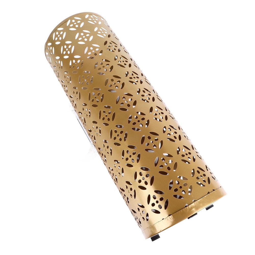 Heayzoki Umbrella Stand, Umbrella Holder for Entryway, Round Proof Hollow Metal Umbrella Holder Bin for Home Entryway (Gold)