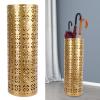 Heayzoki Umbrella Stand, Umbrella Holder for Entryway, Round Proof Hollow Metal Umbrella Holder Bin for Home Entryway (Gold) view 4