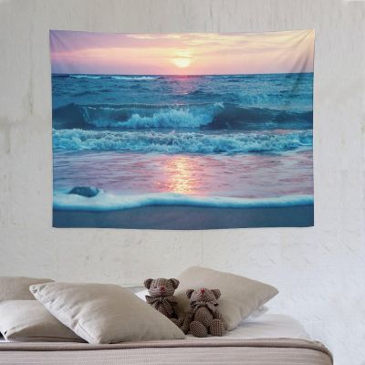 ZhiRain Blue Ocean Beach Sea Tapestry Wall Hanging Sunset Shore Australian Beach Sea Tapestries Home Decor for Living Room Bedroom Apartment Farmhouse Dorm 30"x40"