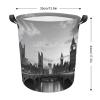 Laundry Hamper Large Laundry Basket Round Laundry Hampers with Handles Black White Tall Building Dirty Clothes Hamper Storage Basket for Family Bedroom Decoration view 2