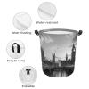 Laundry Hamper Large Laundry Basket Round Laundry Hampers with Handles Black White Tall Building Dirty Clothes Hamper Storage Basket for Family Bedroom Decoration view 3