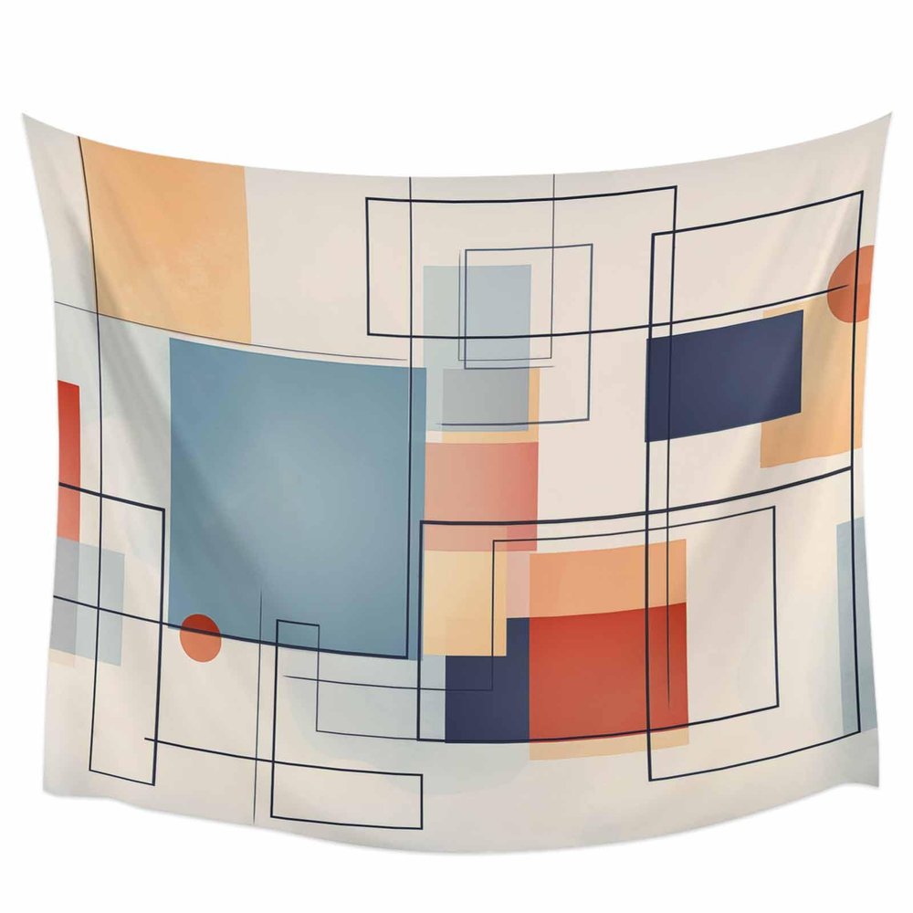 SEVENBABU Abstract Tapestry Abstract Oil Painting Sun Simple Geometic Wall Hanging Aesthetic Tapestries Hippie Wall Decor Home Decoration for Bedroom Living Room Dorm 85 x 90 inches