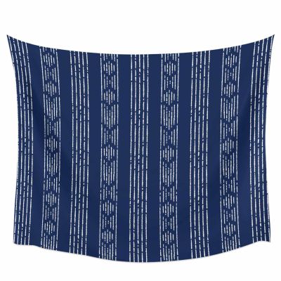 SEVENBABU Geometric Tapestry Vintage Boho Lines Texture Dark Blue Wall Hanging Aesthetic Tapestries Hippie Wall Decor Home Decoration for Bedroom Living Room Dorm 86 x 104 inches